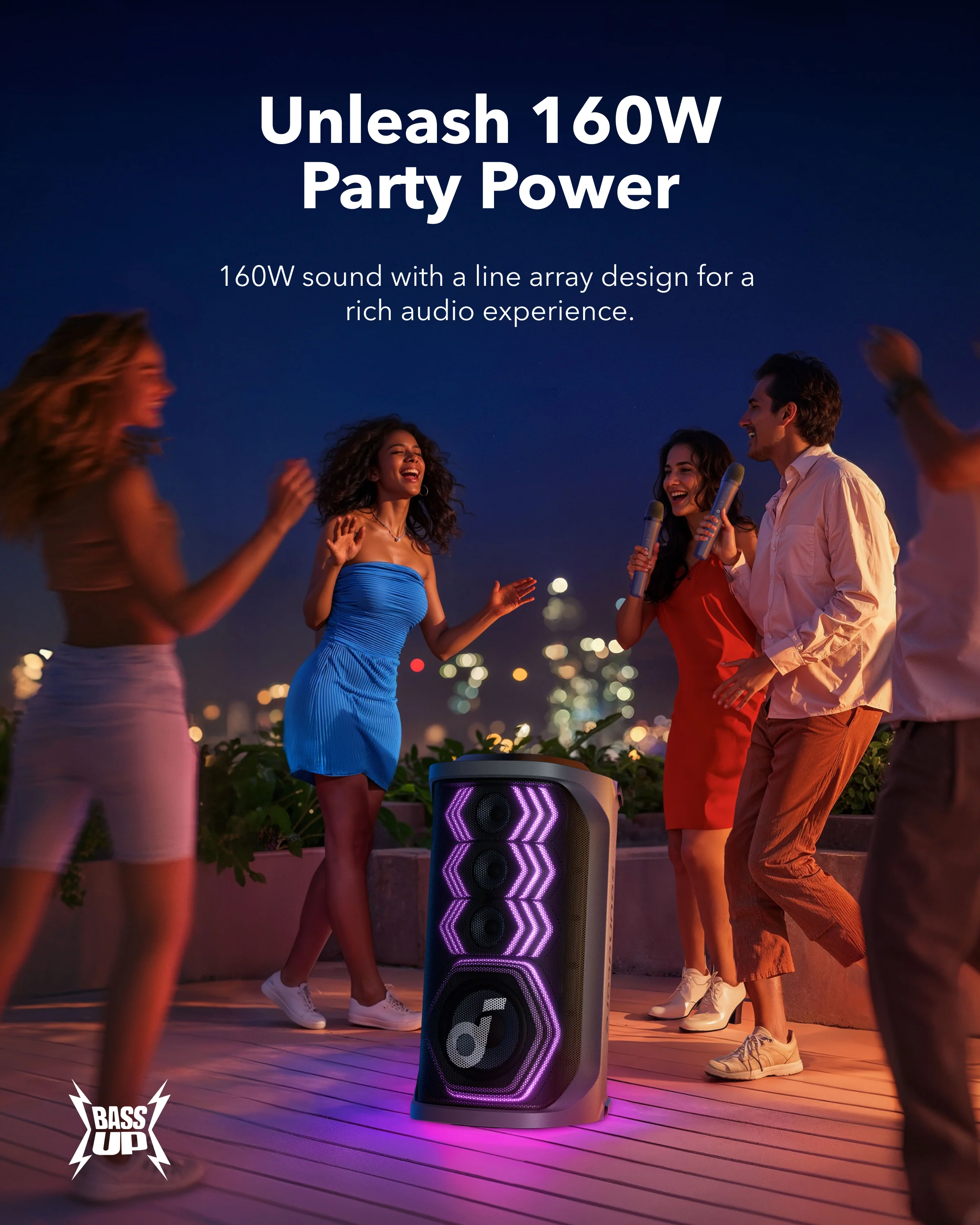 Rave 3 Karaoke Bluetooth Speaker with 2 Wireless Microphones - Image 3