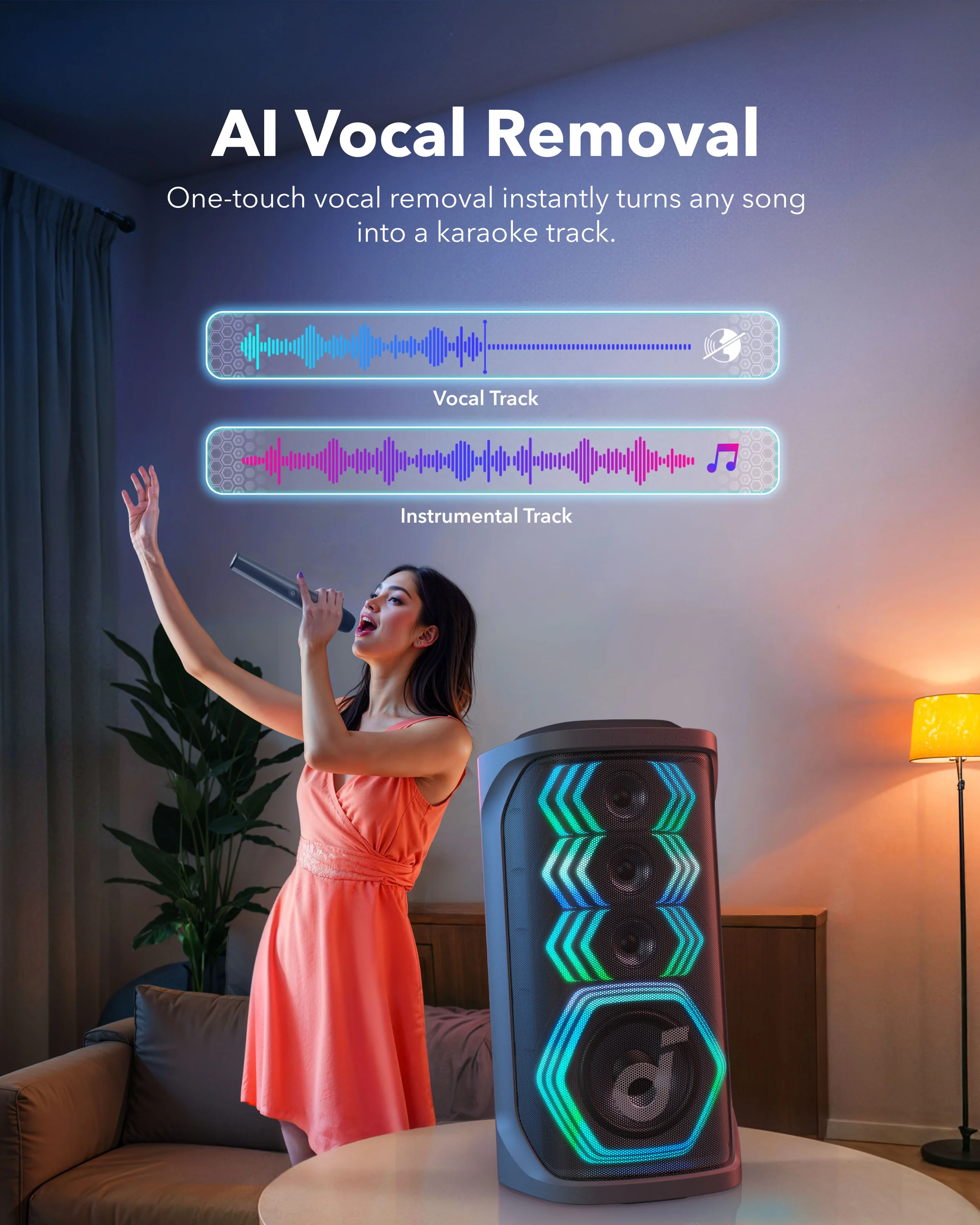 Rave 3 Karaoke Bluetooth Speaker with 2 Wireless Microphones - Image 5