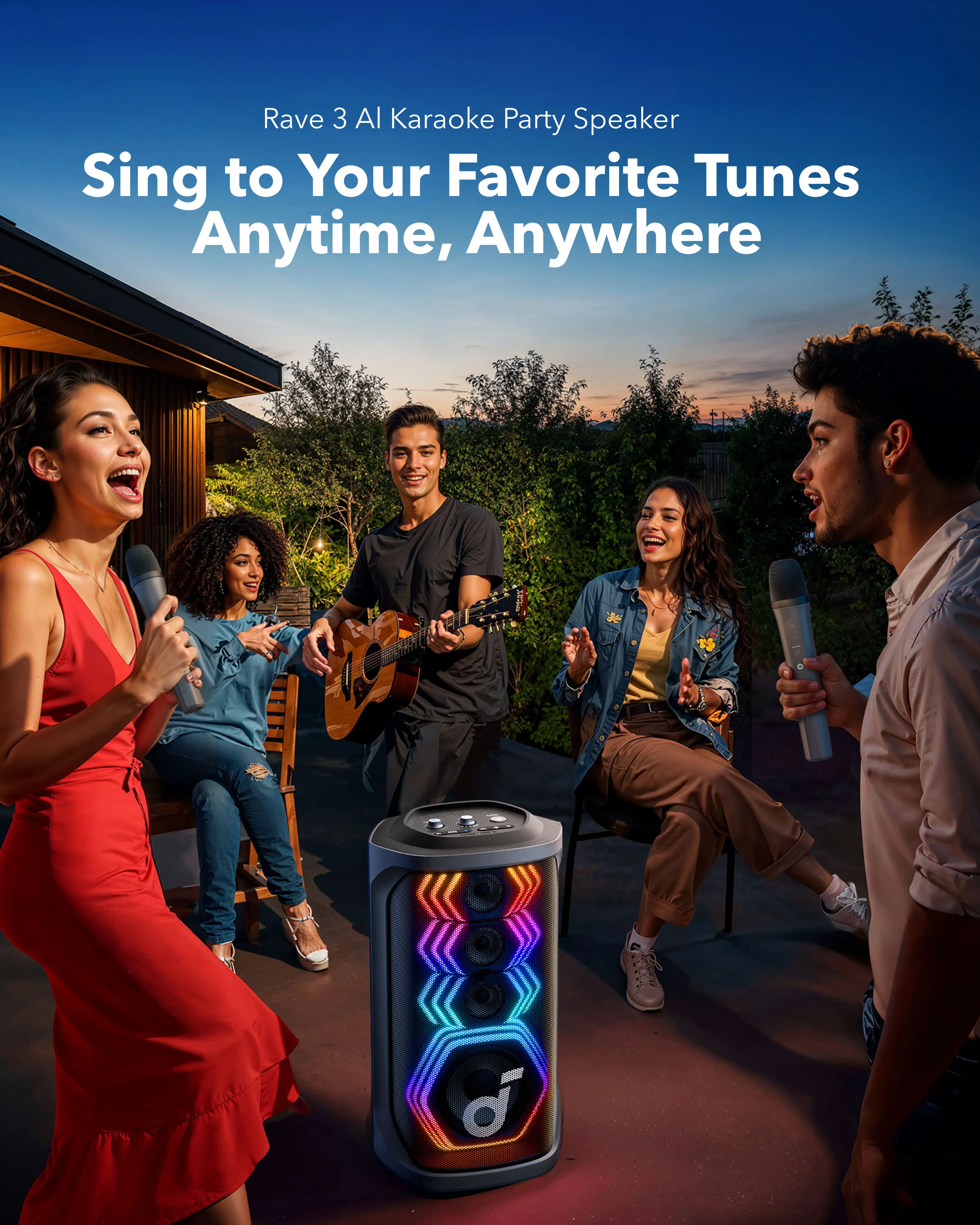 Rave 3 Karaoke Bluetooth Speaker with 2 Wireless Microphones - Image 6